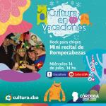  Cultura en vacaciones: Mini recital de Rompecabezas (Rock para chicos)