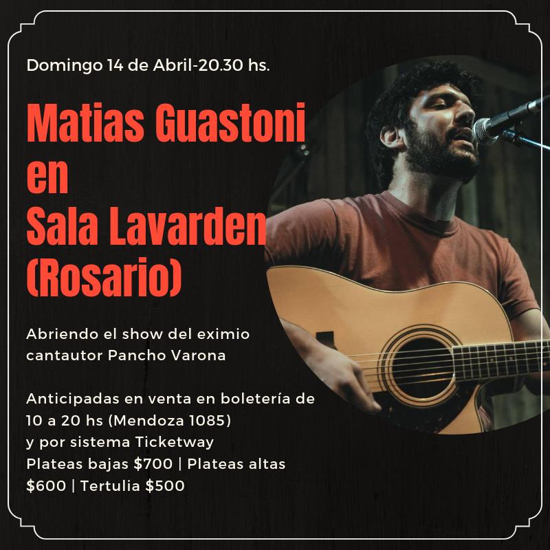 Matias Guastoni abre el show de Pancho Varona en Rosario