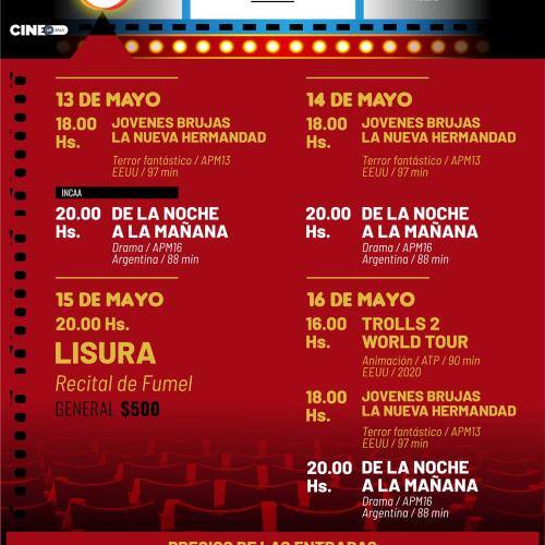 CINE UNQUILLO: CARTELERA DEL 13 AL 16 DE MAYO